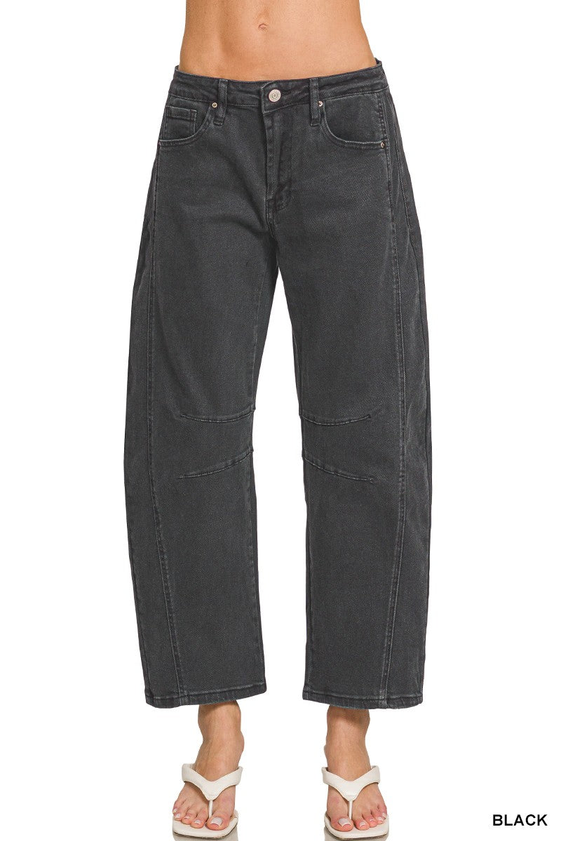 Zenana Barrel-leg Color Denim Pants 1758A