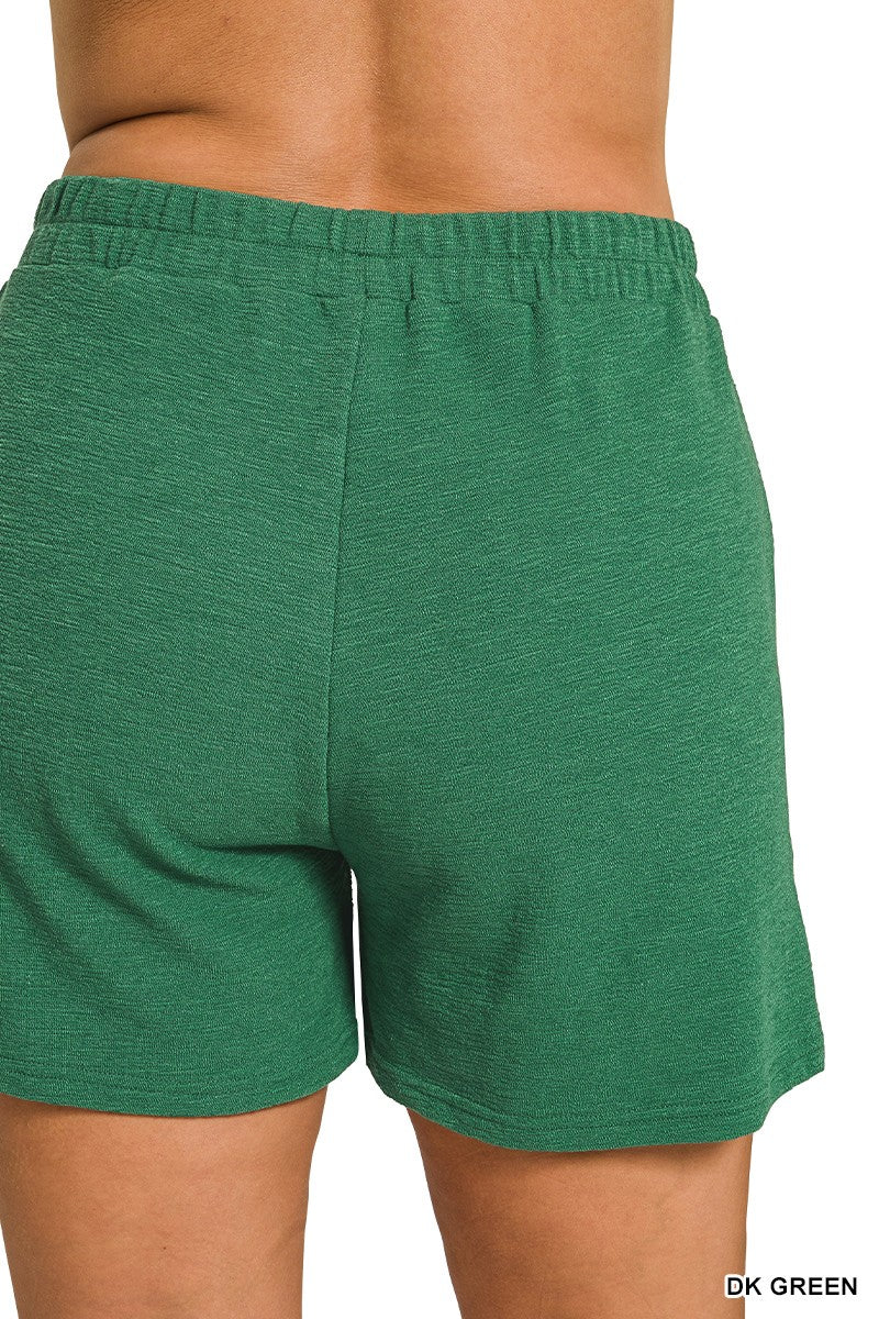 Zenana Plus Slub Pullover & Shorts 2pcs Set 3474X5