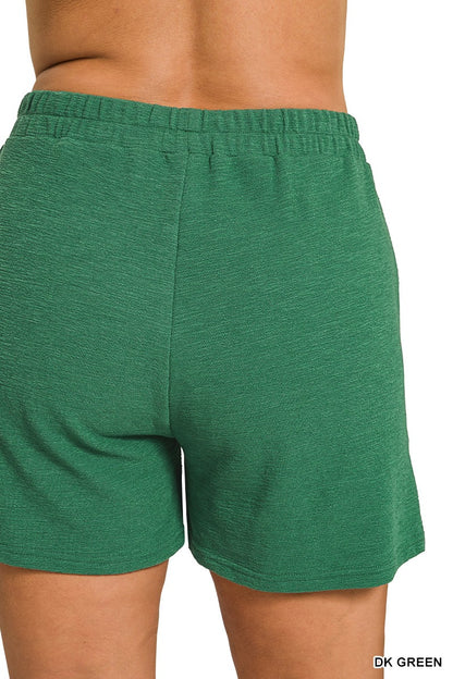 Zenana Plus Slub Pullover & Shorts 2pcs Set 3474X5