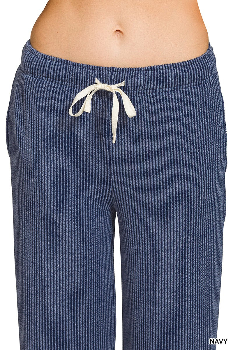 Zenana Raised Rib Short Sleeve Tee & Pants Set 8608Y