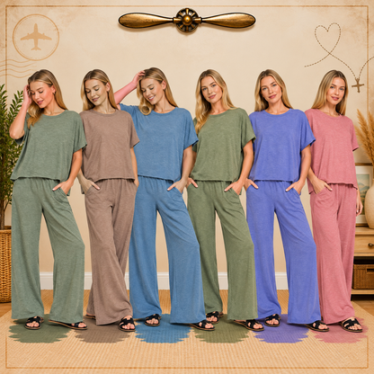 Zenana Cotton Slub Top & Pants Set 3460A3