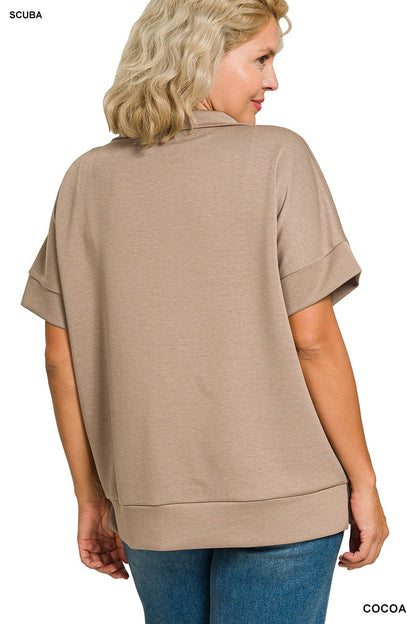 Zenana Plus Scuba High Neck Half Zip Top & Pants Set 4136X5