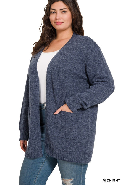 Zenana Plus Open Front Sweater Cardigan 2180X5