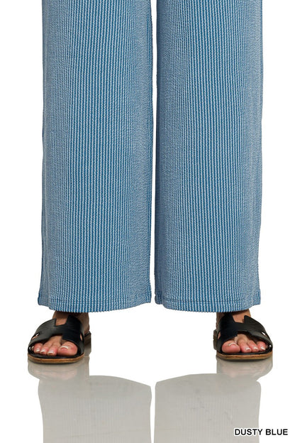 Zenana Raised Rib Round Neck Pullover & Pants Set 8652Y