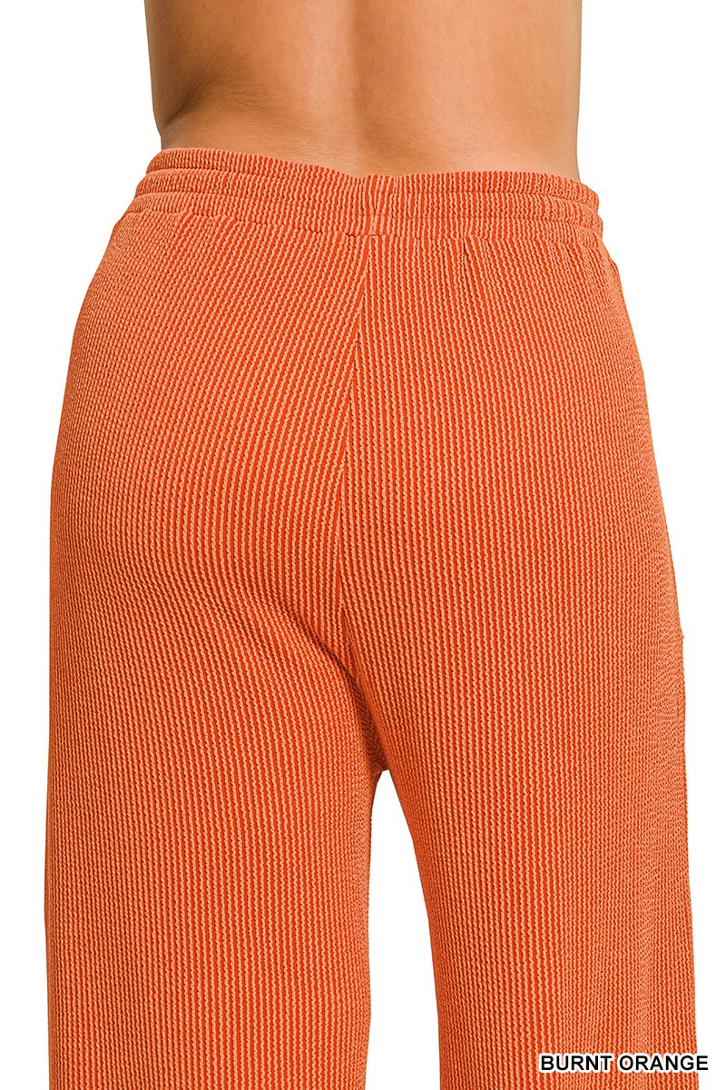 Zenana Plus Raised Rib Round Neck Pullover & Pants Set 8650X5