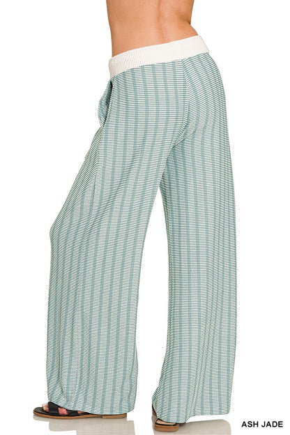 Zenana Raised Rib Striped Pullover & Pants Set 8660A5