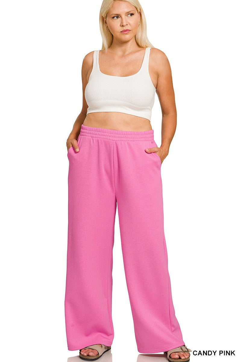 Zenana Plus Scuba Crewneck Pullover & Pants 2 Pieces Set 4114X5