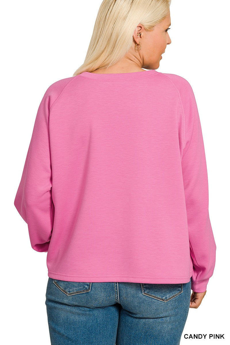 Zenana Plus Scuba Crewneck Pullover & Pants 2 Pieces Set 4114X5