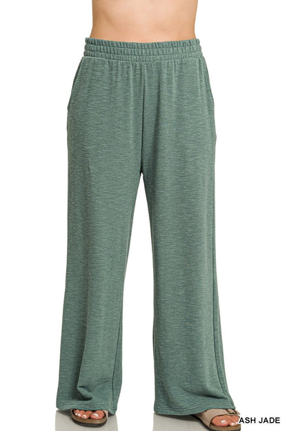 Zenana Plus Slub Long Sleeve Top & Pants 2pcs Set 3473X5