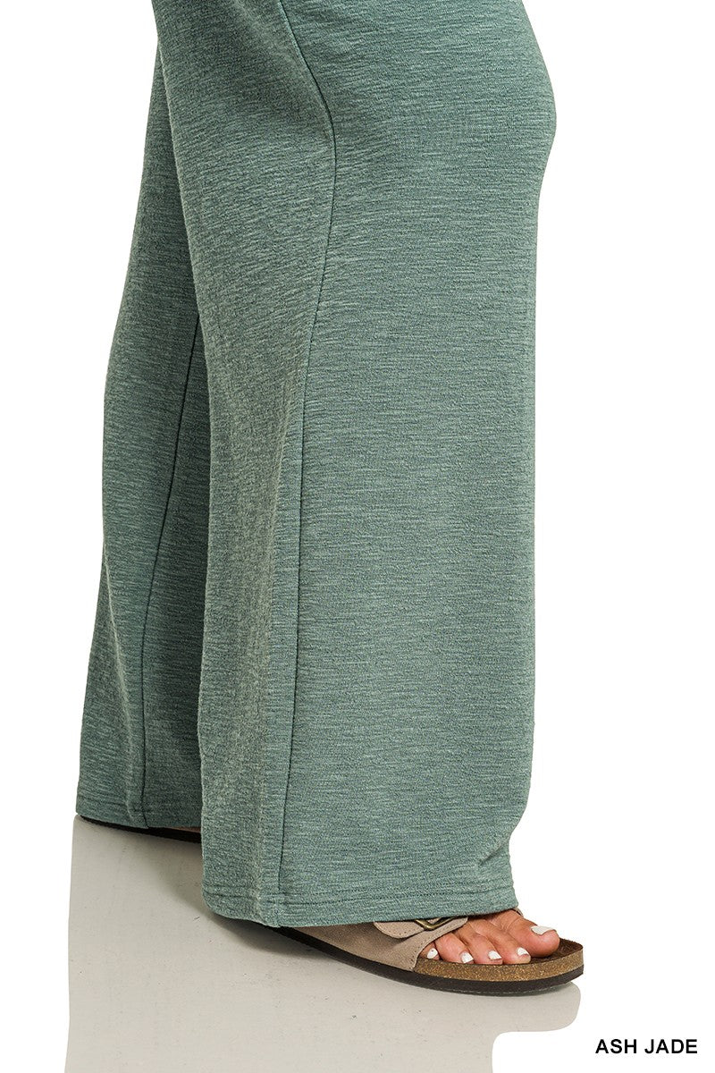 Zenana Plus Slub Long Sleeve Top & Pants 2pcs Set 3473X5