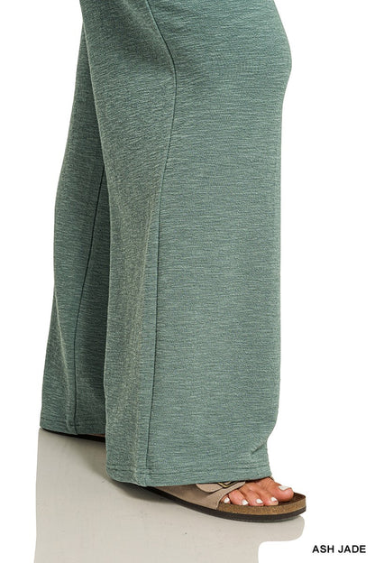 Zenana Plus Slub Long Sleeve Top & Pants 2pcs Set 3473X5
