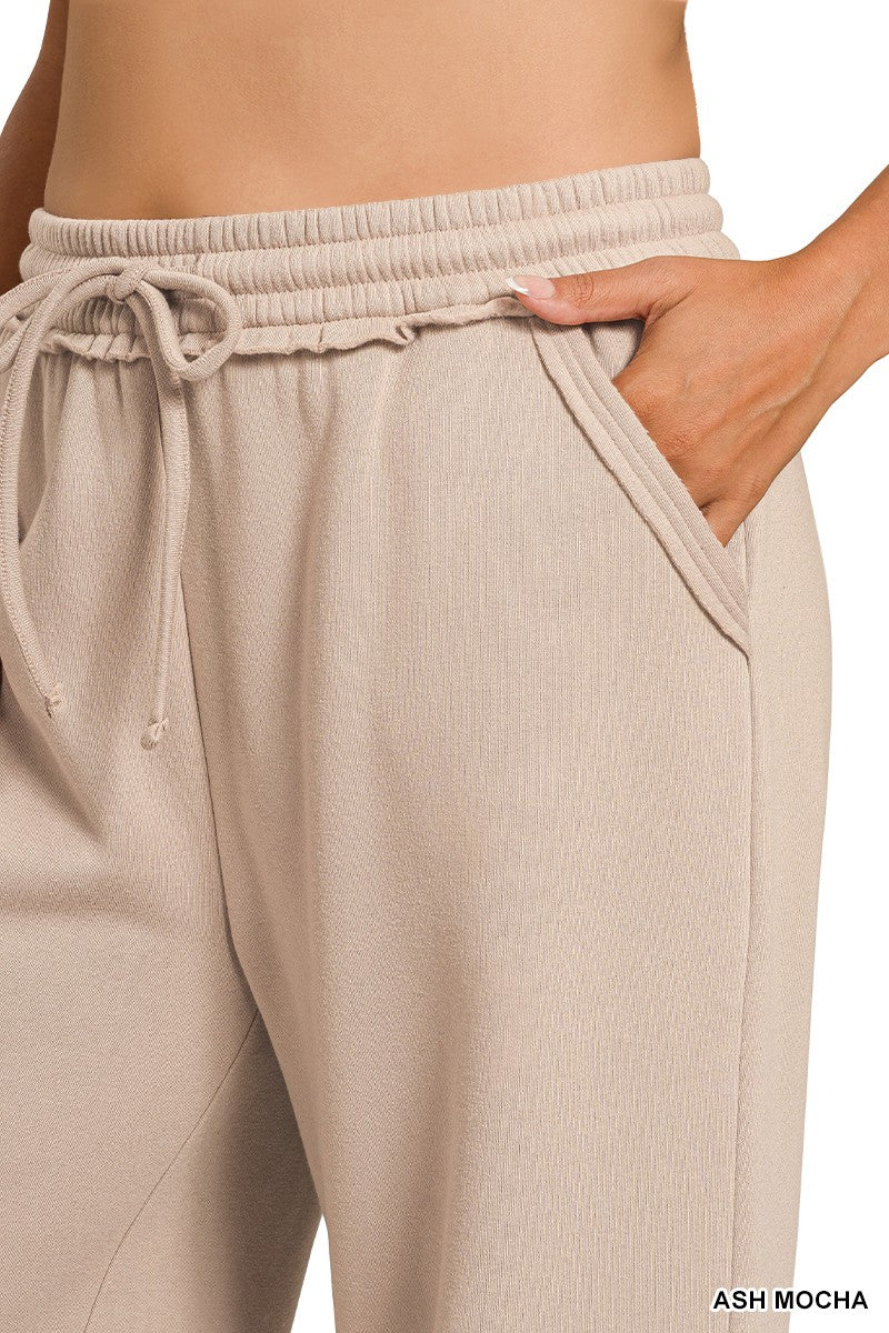 Zenana Plus Fleece Exposed Seam Wide Leg Sweatpants 4327X5