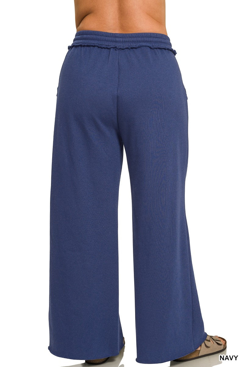 Zenana Plus Fleece Exposed Seam Wide Leg Sweatpants 4327X5