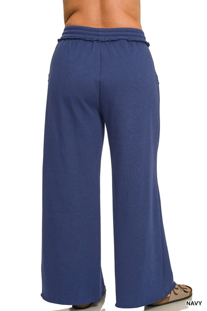 Zenana Plus Fleece Exposed Seam Wide Leg Sweatpants 4327X5