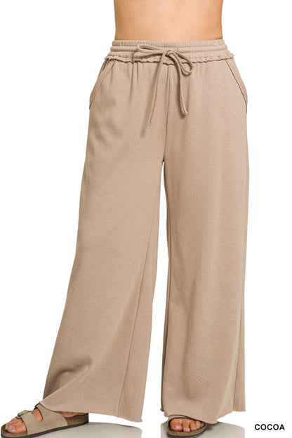 Zenana Plus Fleece Exposed Seam Wide Leg Sweatpants 4327X5