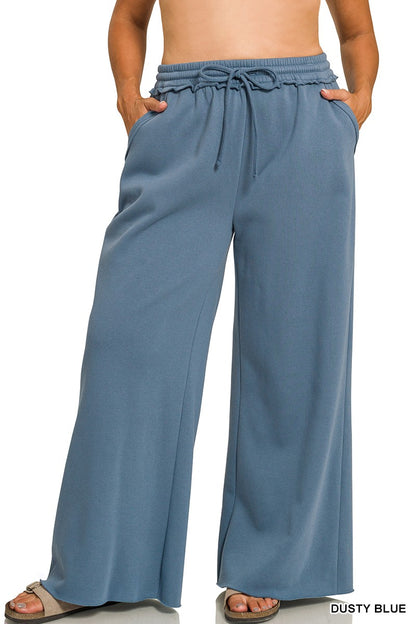 Zenana Plus Fleece Exposed Seam Wide Leg Sweatpants 4327X5