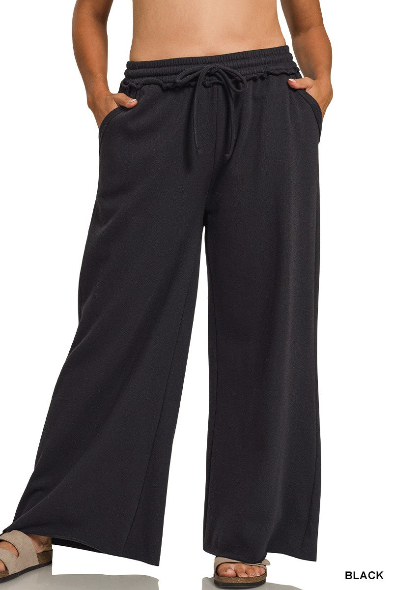 Zenana Plus Fleece Exposed Seam Wide Leg Sweatpants 4327X5