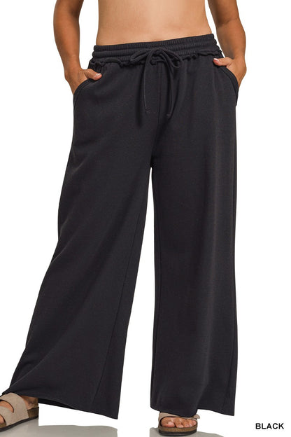 Zenana Plus Fleece Exposed Seam Wide Leg Sweatpants 4327X5