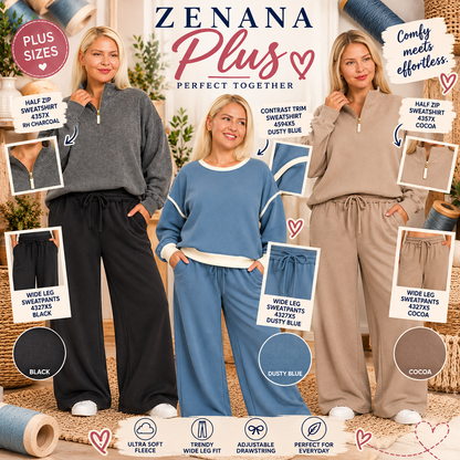 Zenana Plus Fleece Exposed Seam Wide Leg Sweatpants 4327X5
