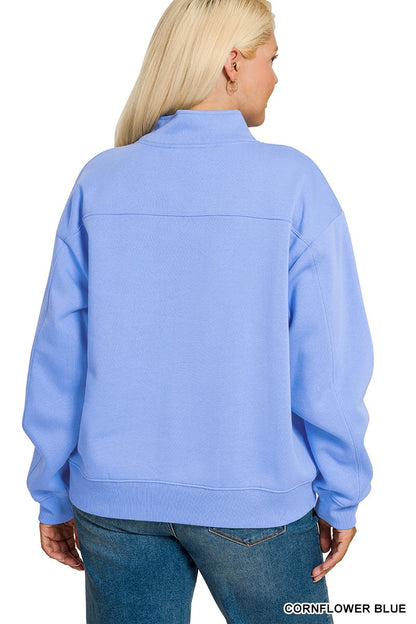 Zenana Plus Fleece Half Zip Sweatshirt 4357X