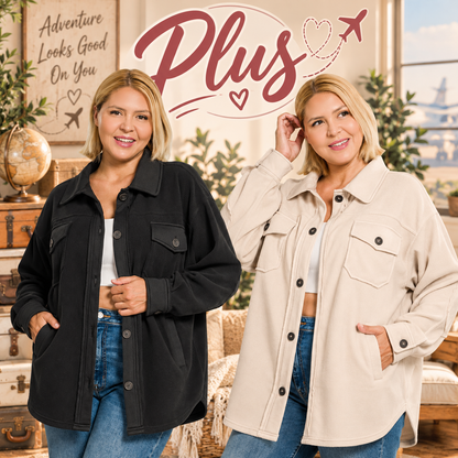 Zenana Plus Oversized Basic Fleece Shacket 4000X