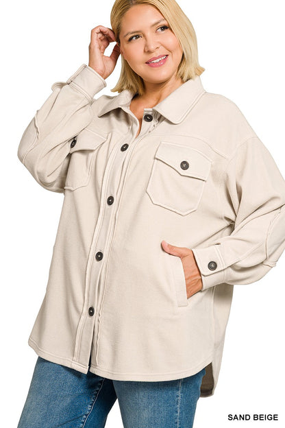 Zenana Plus Oversized Basic Fleece Shacket 4000X