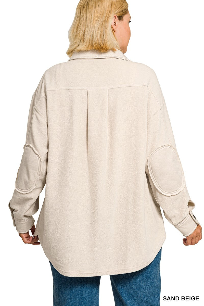 Zenana Plus Oversized Basic Fleece Shacket 4000X