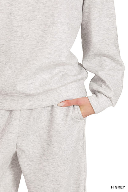 Zenana Scuba Crewneck Pullover & Pants 2 Pieces Set 4055D4