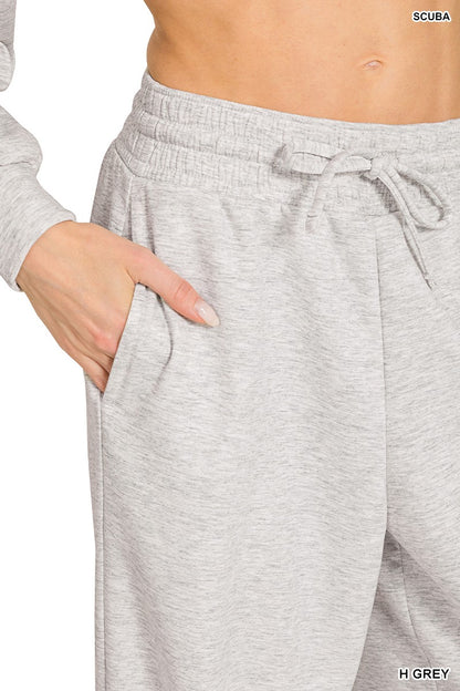 Zenana Scuba Crewneck Pullover & Pants 2 Pieces Set 4055D4