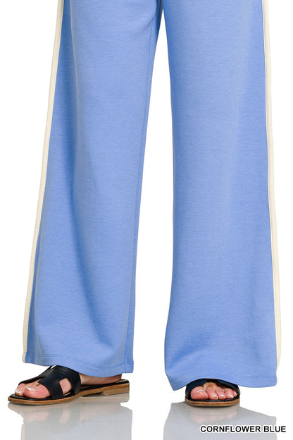 Zenana Scuba Contrast Trim Piping Detail Sweatshirts & Pants Set 4166Y