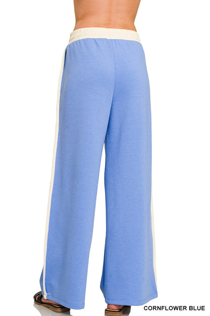 Zenana Scuba Contrast Trim Piping Detail Sweatshirts & Pants Set 4166Y