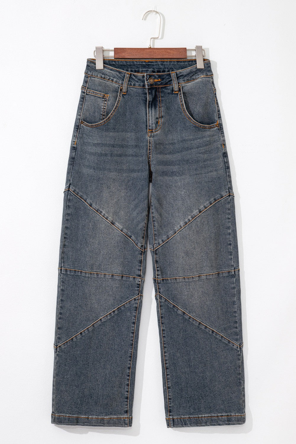 Aaparella Exposed Stitching Loose Straight High Waist Barrel Jeans
