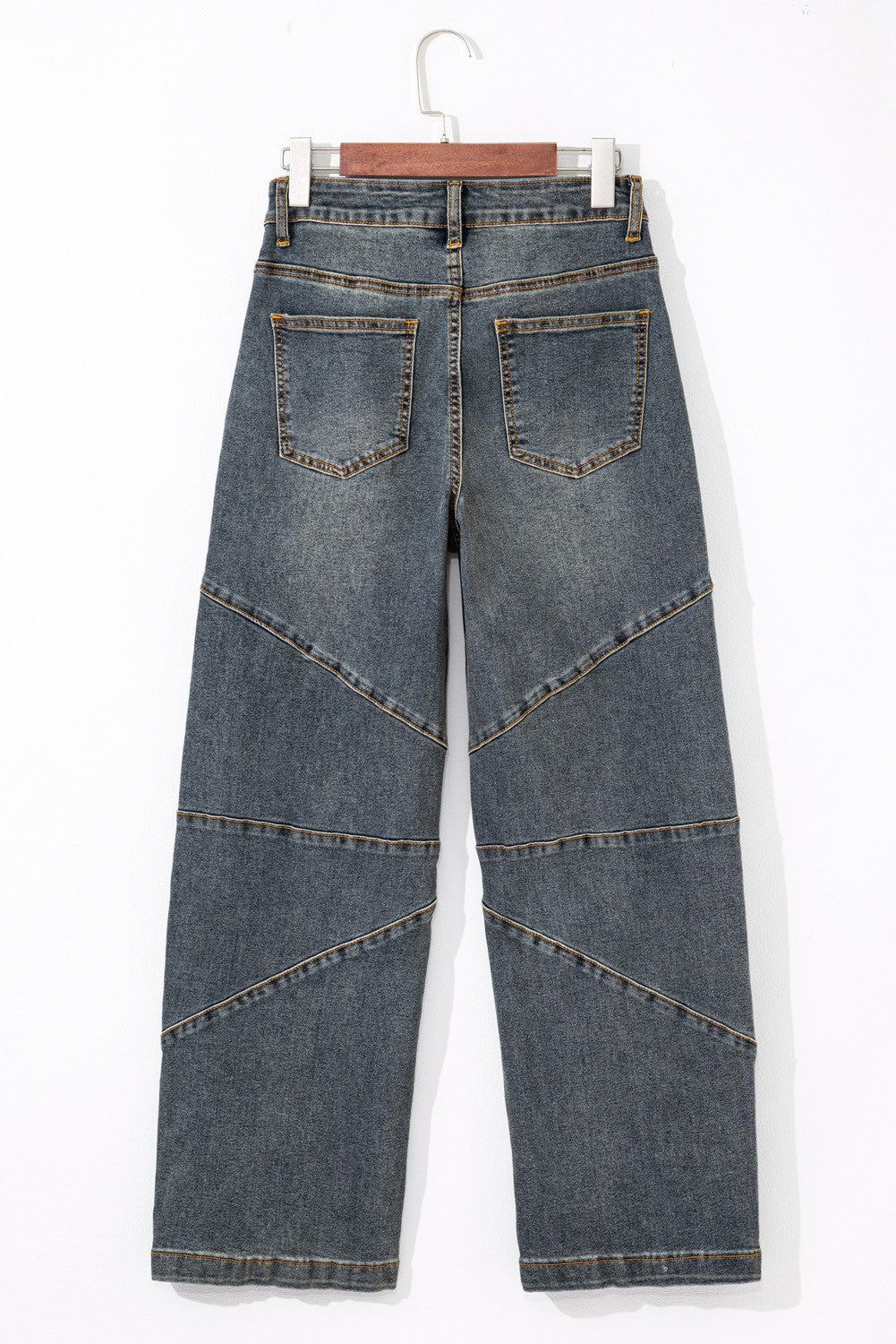Aaparella Exposed Stitching Loose Straight High Waist Barrel Jeans