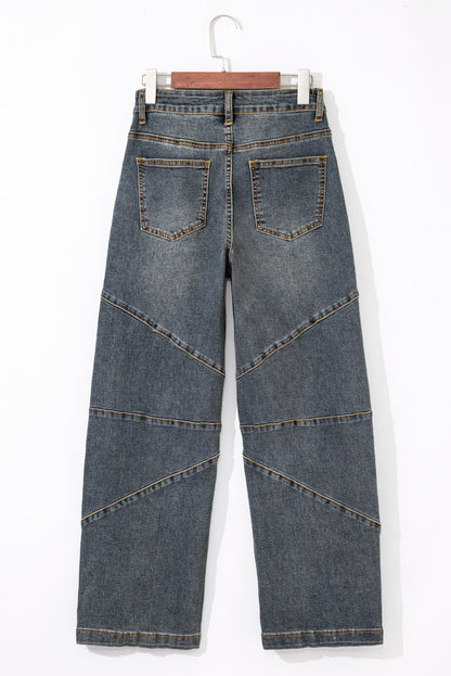 Aaparella Exposed Stitching Loose Straight High Waist Barrel Jeans