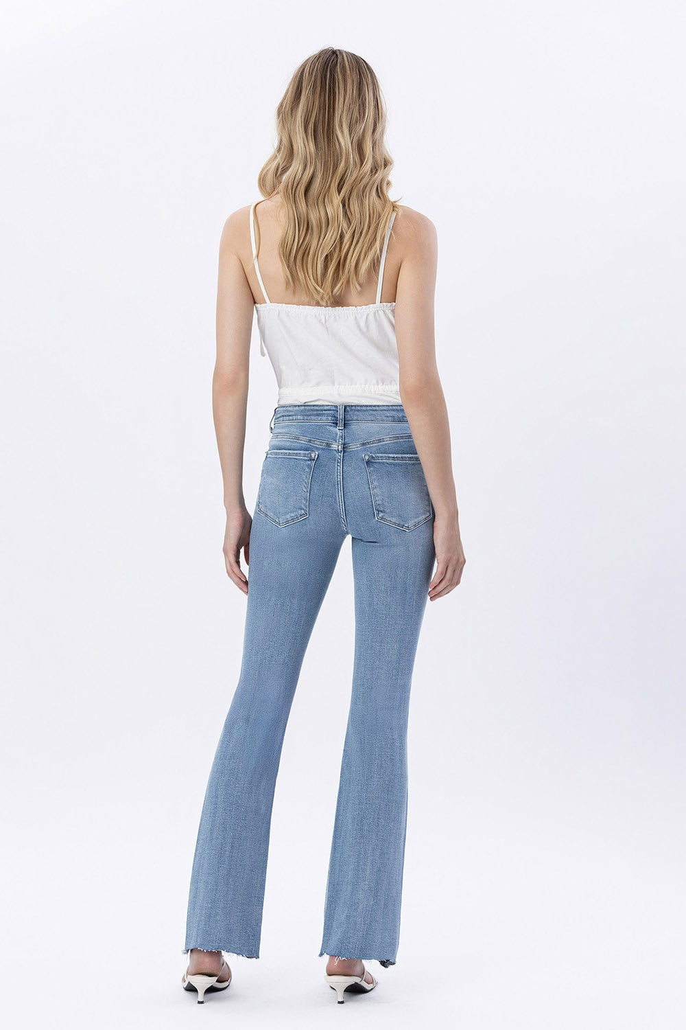 Flying Monkey Mid Rise Raw Hem Bootcut Jeans