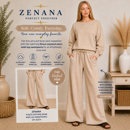 Zenana Fleece Boat Neck Sweatshirt 4380A5