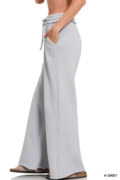 Zenana Fleece Exposed Seam Wide Leg Sweatpants 4327Y