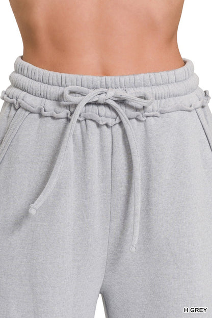 Zenana Fleece Exposed Seam Wide Leg Sweatpants 4327Y