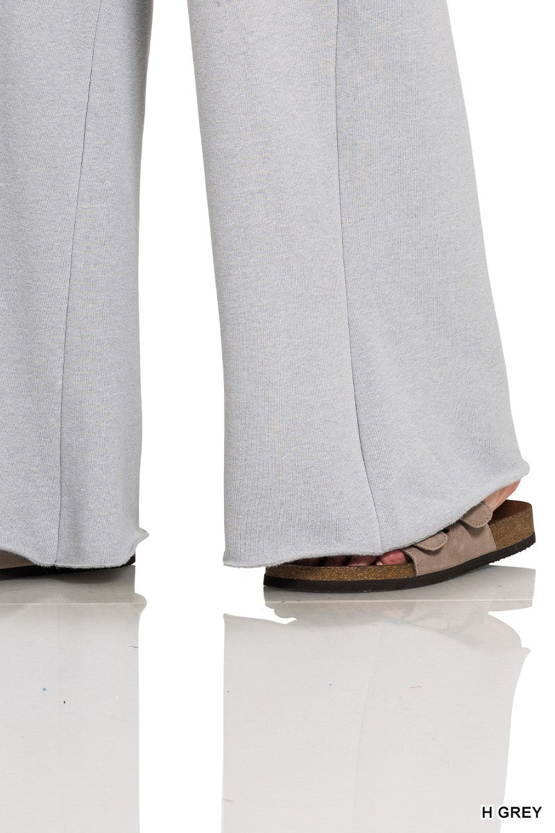 Zenana Fleece Exposed Seam Wide Leg Sweatpants 4327Y