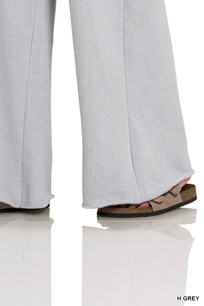 Zenana Fleece Exposed Seam Wide Leg Sweatpants 4327Y
