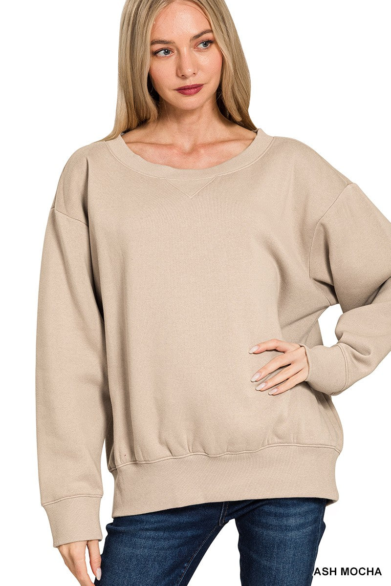 Zenana Fleece Boat Neck Sweatshirt 4380A5