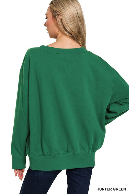 Zenana Fleece Boat Neck Sweatshirt 4380A5