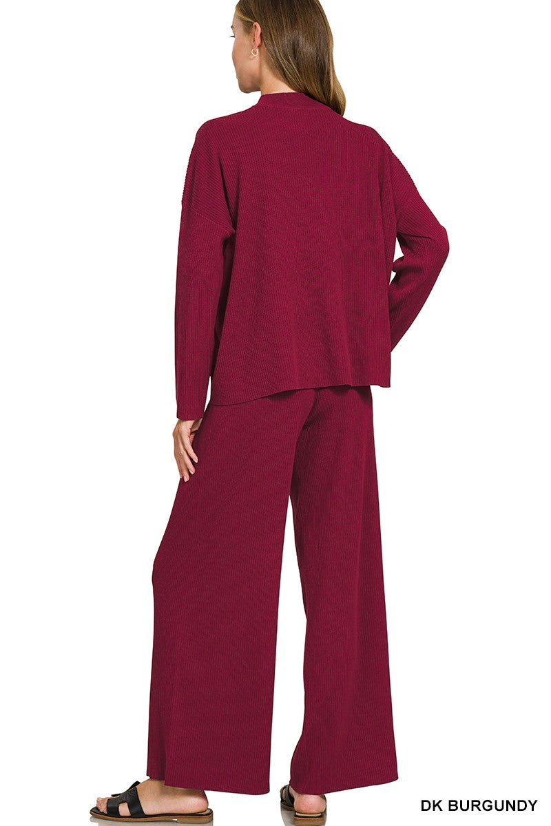 Zenana Viscose Sweater Top & Pants 2pcs Set