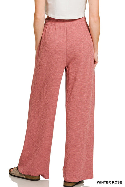 Zenana Slub Long Sleeve Top & Pants 2pcs Set 3473