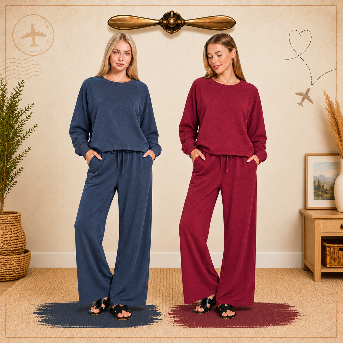 Zenana Soft Hacci Pullover & Pants Set 2841Y