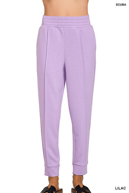 Zenana Scuba Mock Neck Pullover & Pintuck Joggers Set 4138