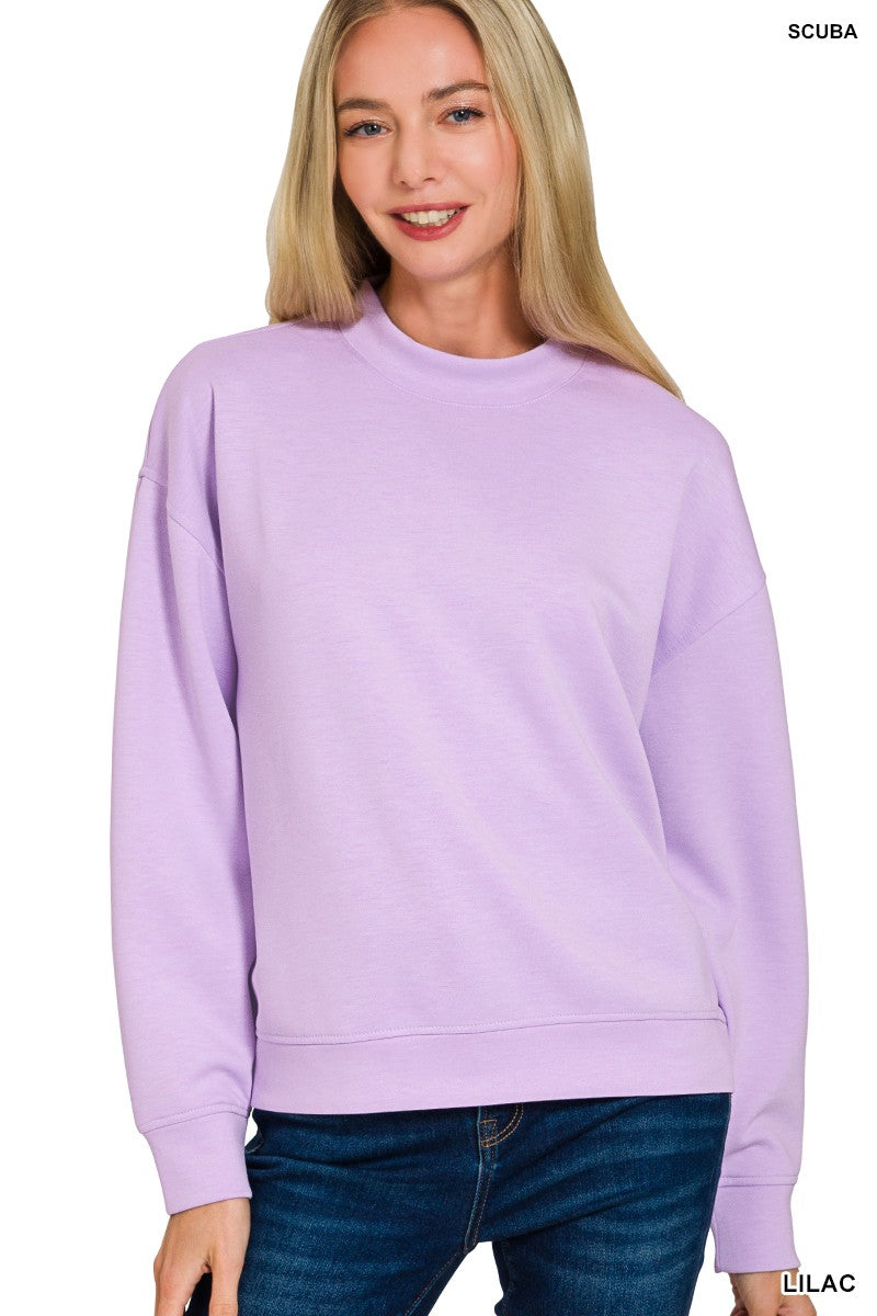 Zenana Scuba Mock Neck Pullover & Pintuck Joggers Set 4138