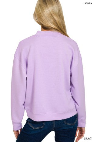 Zenana Scuba Mock Neck Pullover & Pintuck Joggers Set 4138
