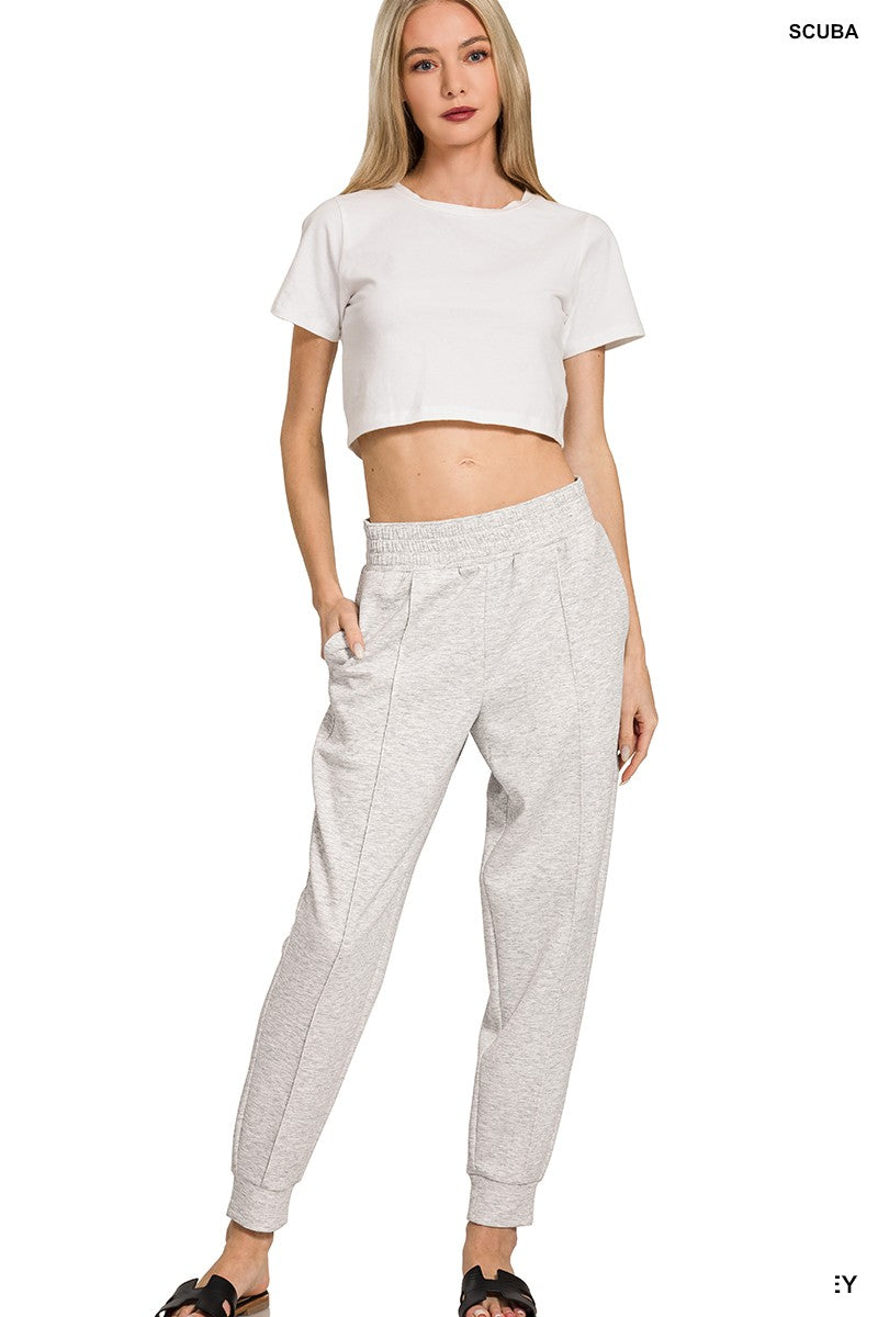 Zenana Scuba Half Zip Sweatshirts & Pintuck Joggers Set 4090D4