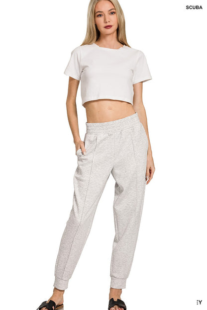 Zenana Scuba Half Zip Sweatshirts & Pintuck Joggers Set 4090D4